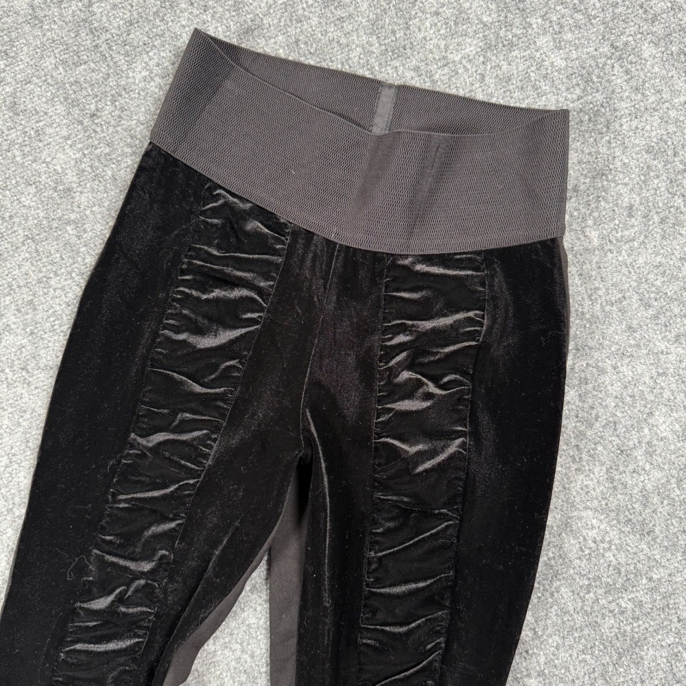 NYGÅRD Leggings Small Black Velvet‎ High Waist Ruched Panel Women's